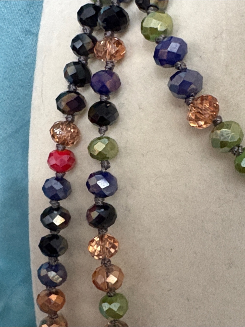 Multicolor Faceted Glass Beaded Long Single Strand Necklace - Women Jewelry - Picture 4 of 6